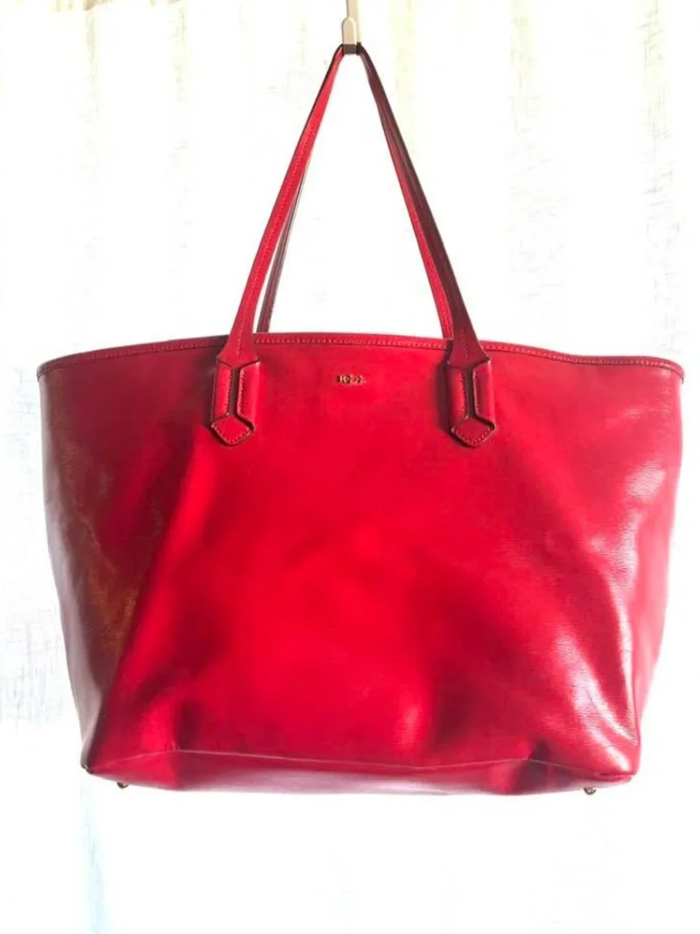 Red Leather Tote by Lauren Ralph Lauren